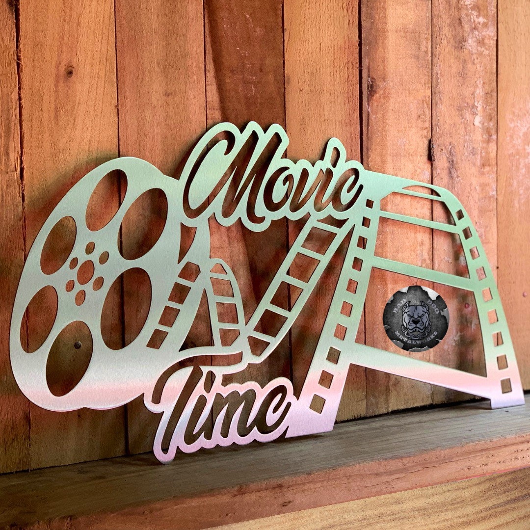 Movie Time Film Reel Metal Sign Bad Dog Metalworks Movie Theater Decor  Theater Signs Movie Decor Man Cave Decor Movie Signs -  UK