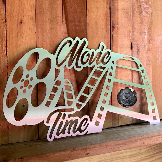 Movie Time Film Reel Metal Sign Bad Dog Metalworks Movie Theater Decor  Theater Signs Movie Decor Man Cave Decor Movie Signs -  Denmark