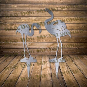 Flamingo Garden Stakes Dxf/Svg - Bad Dog Metalworks Digital Download - Laser CNC Plasma Waterjet - Garden Dxf - Flamingo Dxf - Flamingo Svg