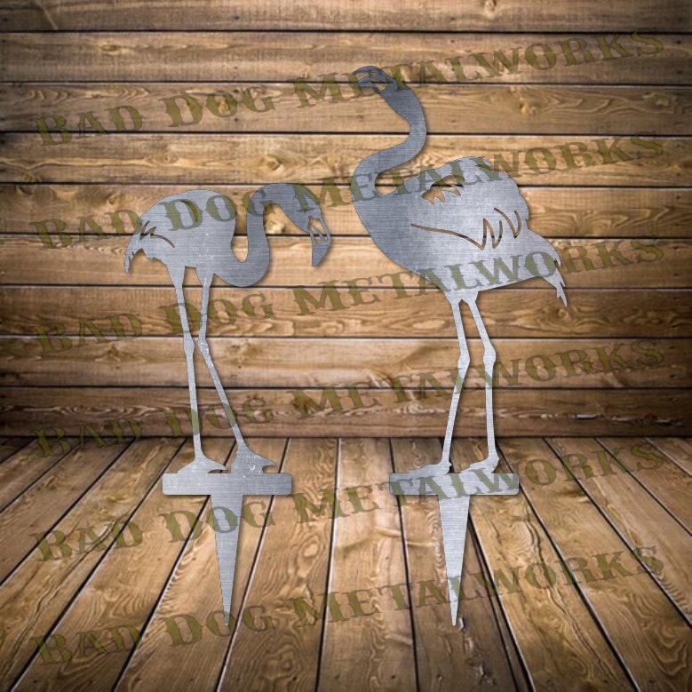 Flamingo Garden Stakes Dxf/svg Bad Dog Metalworks Digital Etsy