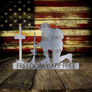 Freedom Isn't Free Fallen Solider Dxf/Svg - Bad Dog Metalworks Digital Download - CNC Plasma Laser Waterjet - Memorial Day Dxf Soldier Svg