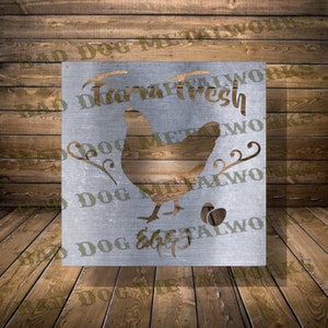 Farm Fresh Eggs Dxf/Svg - Bad Dog Metalworks Digital Download Laser CNC Plasma Waterjet - Fresh Eggs Svg - Chicken Coop Svg - Farmhouse Svg