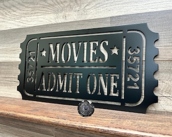 Movies Admit One Ticket - Bad Dog Metalworks Home Decor - Home Theater Decor - Media Room - Movie Decor - Cinema Decor - Movie Theater Signs