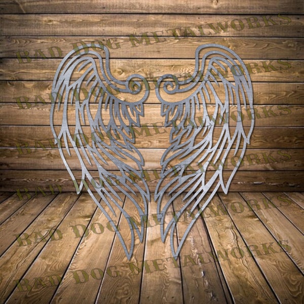 Angel Wings SVG/DXF - Bad Dog Metalworks Digital Download - Laser CNC Plasma Waterjet - Memorial Svg - Angel Wings Dxf - Angel Dxf Angel Svg