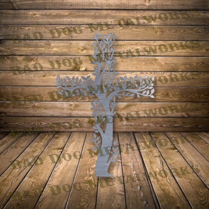 Olive Branch Tree Cross Svg/Dxf for CNC - Bad Dog Metalworks Digital Download - Laser CNC Plasma Waterjet - Tree Svg - Cross Dxf - Cross Svg