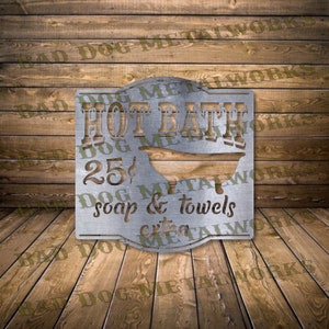 Baño caliente vintage Svg y Dxf - Bad Dog Metalworks - Descarga digital - Láser - Plasma CNC - Chorro de agua - Baño Svg - Baño de granja Svg Dxf