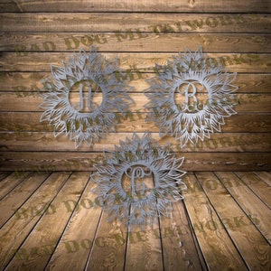 Sunflower Monogram Dxf/Svg - Bad Dog Metalworks Digital Download - Laser CNC Plasma Waterjet - Sunflower Svg Sunflower Dxf - Monogram Svg