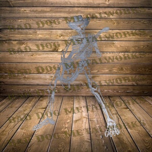 Cowboy skeletgitarist dxf/svg - Bad Dog Metalworks digitale download - gitaar skelet Svg - laser-CNC plasma waterjet - skelet Dxf-CNC