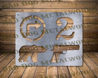 武器所持権ピクトグラム DXF/SVG - Bad Dog Metalworks デジタルダウンロード - レーザー CNC プラズマ ウォータージェット - CNC プラズマ用憲法修正第 2 条 DXF