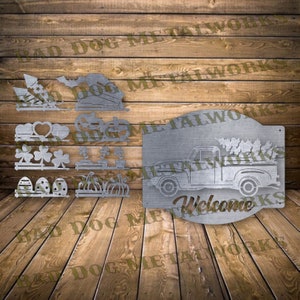 Wymienny sezonowy/świąteczny pickup Svg Dxf - Bad Dog Metalworks Digital Download - Laser CNC Plasma Waterjet - Holiday Truck Dxf