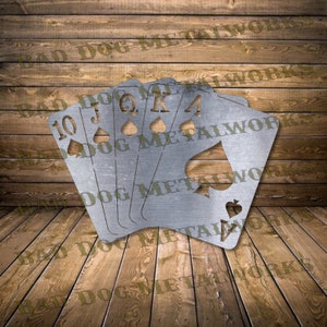 Mano de póquer de escalera real Svg/Dxf - Descarga digital de Bad Dog Metalworks - Láser CNC Plasma Waterjet - Poker Dxf - Mano de póquer Svg - Man Cave Dxf