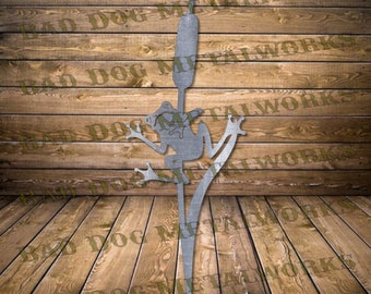 Frog and Cattail - DXF - SVG - Bad Dog Metalworks Digital Download - CNC Plasma Dxf Waterjet Laser - Nature Dxf - Cattail Svg - Frog Svg