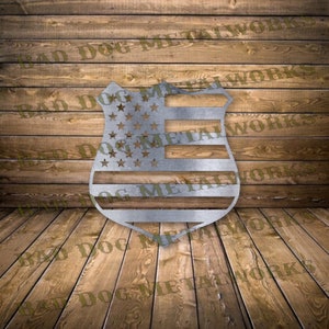 Badge Flag SVG and DXF - Digital Download - Laser CNC Plasma Waterjet - Badge Flag Svg - Shield Svg - Shield Dxf Police Badge Dxf