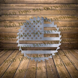 American Flag Circular Saw Svg and Dxf - Bad Dog Metalworks Digital Download - Laser CNC Plasma Waterjet - Saw Dxf - USA Svg - Patriotic Dxf