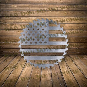 American Flag Circular Saw Svg and Dxf - Bad Dog Metalworks Digital Download - Laser CNC Plasma Waterjet - Saw Dxf - USA Svg - Patriotic Dxf