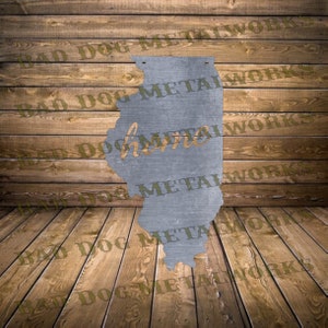 Illinois Home Svg/Dxf - Download digitale Bad Dog Metalworks - Laser CNC Plasma Waterjet - Profilo stato Dxf - Illinois Svg - Illinois Dxf