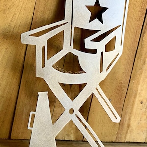 Director&#39;s Chair Metal Sign - Bad Dog Metalworks Home Theater Decor - Movie Theater Decor - Film Lovers Gifts