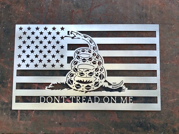 Don/'t Tread on me metal wall art plasma cut decor american flag rights snake