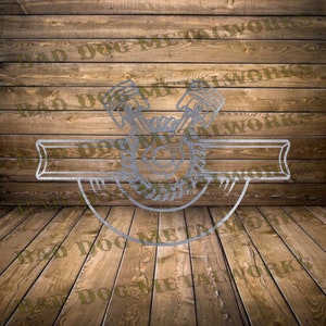 Gear and Piston Dxf/Svg - Bad Dog Metalworks Digital Download - Laser CNC Plasma Waterjet - Garage Svg - Garage Dxf - Racing Dxf Gear Svg