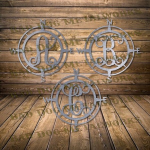 Kompass Monogramme Dxf / SVG - Bad Dog Metalworks Digitaler Download - Laser CNC Plasmen Wasserstrahl - Digitaler Download - Kompass Monogramm Form - Kompass Dxf