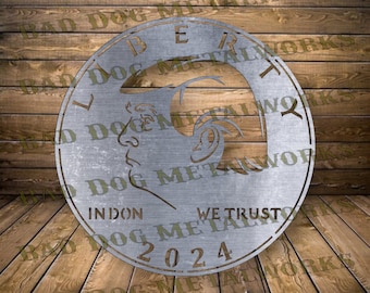 Trump 2024 Liberty Coin Dxf/Svg - Bad Dog Metalworks Digital Download - Laser CNC Plasma Waterjet - Trump 2024 Svg - Trump Dxf Patriotic Svg