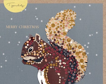 Squirrel Christmas card, Christmas Day Squirrel, wildlife card, nature greeting card