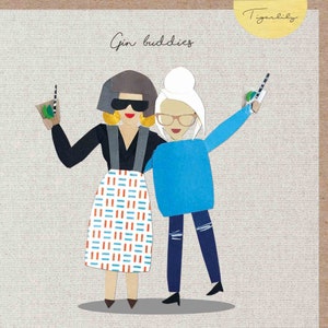 Carte de vœux, Carte gin, Gin buddies, célébration, gin & tonic, gin, vierge à l’intérieur