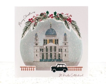 Sparkling St Paul's Cathedral, London Christmas card, Pop up, 3D, laser cut card