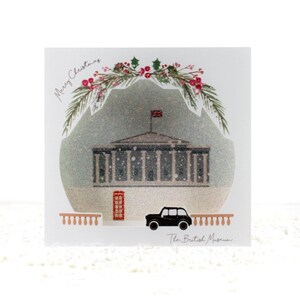 Sparkling British Museum, Tarjeta de Navidad de Londres, Pop up, 3D, tarjeta cortada con láser