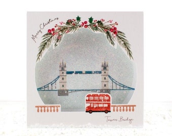 Sparkling Tower Bridge, London Christmas card, Pop up, 3D, laser cut card
