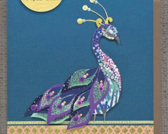 Peacock, animal card, wildlife card, greeting card, blank inside