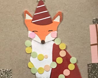 Sparkling Christmas Festive Fox, hand finished