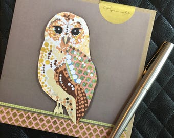 Tawny owl, nature card, wildlife card, birds