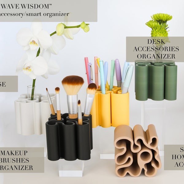 Smart organization: Office desk organizer/makeup brushes organizer/Vase/Stylish home accessory - "Wave Wisdom" ||| Wandering Wave collection