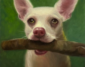 Hand-Painted Dog Portrait: Custom Oil Painting from Photo