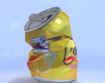 Crushed La Croix Still Life Oil Painting: Fun Kitchen Food Art (8x8 inches)