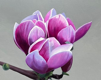 Art print from Original Magnolia Oil Painting: Radiant Floral Artwork, 12x12