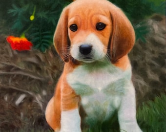 Hand Painted Pet Portrait: Custom Oil Painting from Photo