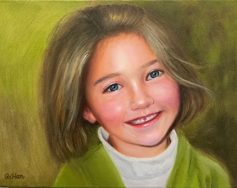 Hand Painted Oil Portrait: Custom Child Portrait, Fine Art Gift