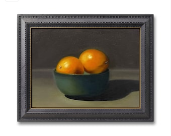 Orange Still Life Oil Painting: Kitchen Food Art (9x12 inches)
