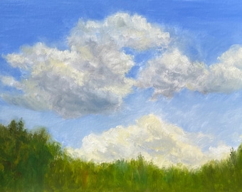Cloudscape Oil Painting: Original Sky Fine Art (8 1/4x11 inches)