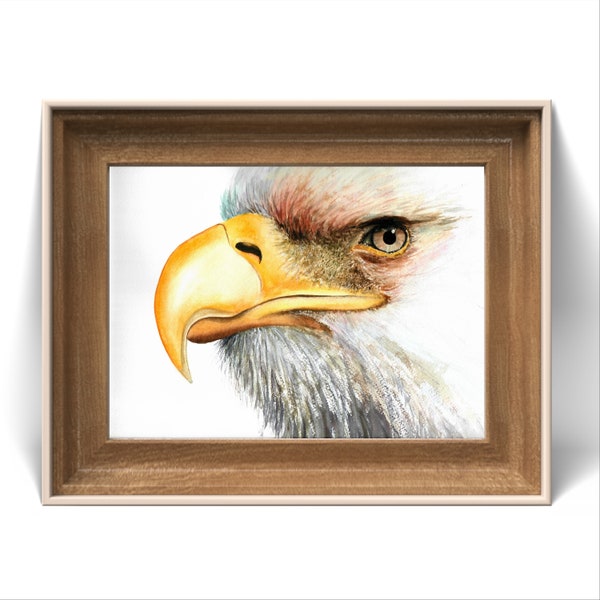 Eagle art print from original watercolor painting wildlife themed artwork for home naturalistic wall decor fine art gift