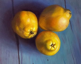 Made to Order Quince Still Life, Custom Original Oil Painting