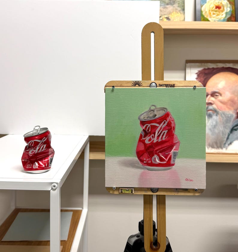 Crushed Cola Still Life Oil Painting: Fun Kitchen Food Art (8x8 Inches ...