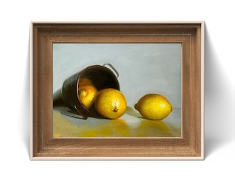 Lemon Still Life Art Print: Photorealistic Kitchen Wall Decor