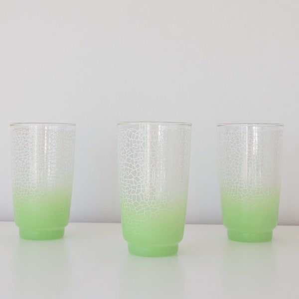 Ensemble de verrerie vintage de 3 verres vert lime et blanc | Verres à cocktail | barware vintage | | tropicale