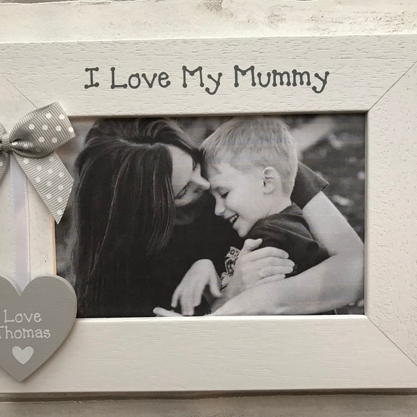 Personalised I Love My Mummy Wooden Handcrafted Photo Frame Picture Keepsake Birthday Gift Any Wording 6x4 5x7