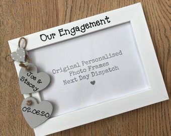 Handcrafted Personalised Engagement Gift Photo Picture Frame Keepsake Quick Dispatch Any Wording 6x4" 5x7" 8x6" 10x8"