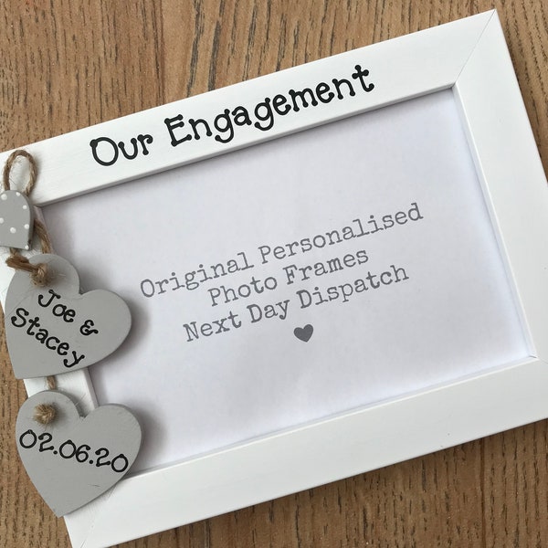 Handcrafted Personalised Engagement Gift Photo Picture Frame Keepsake Quick Dispatch Any Wording 6x4" 5x7" 8x6" 10x8"