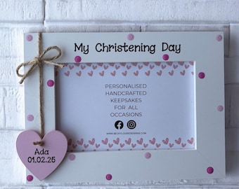 Personalised Christening Photo Frame, Handcrafted Keepsake Gift